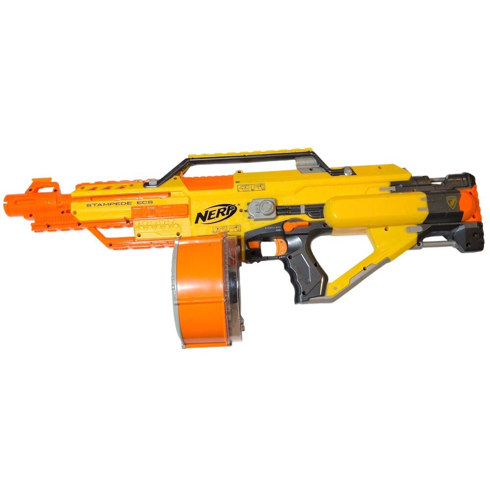 Nerf Stampede ECS Foam Dart Blaster with Round 35 Dart Drum Magazine Clip